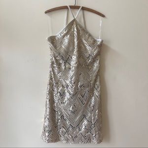 Gold Sequins Mini Dress